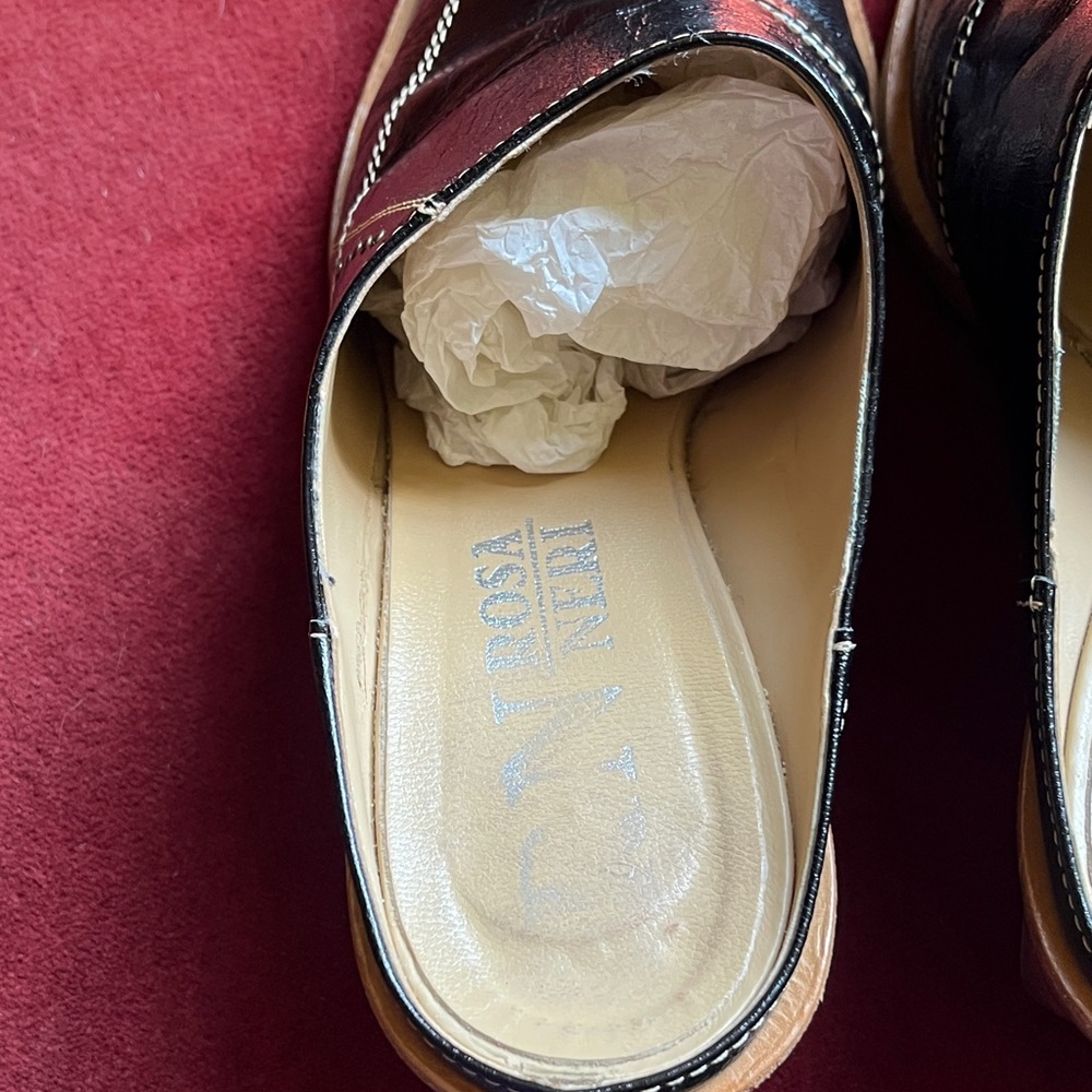 Black Leather Italian Mules - Picture 6 of 12
